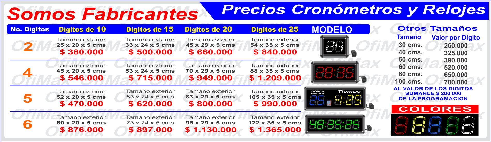 precios relojes y cronometros digitales, bogota, colombia