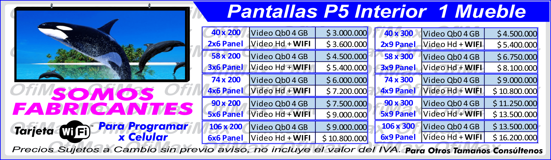 pantallas led de video p5 interior, bogota, colombia