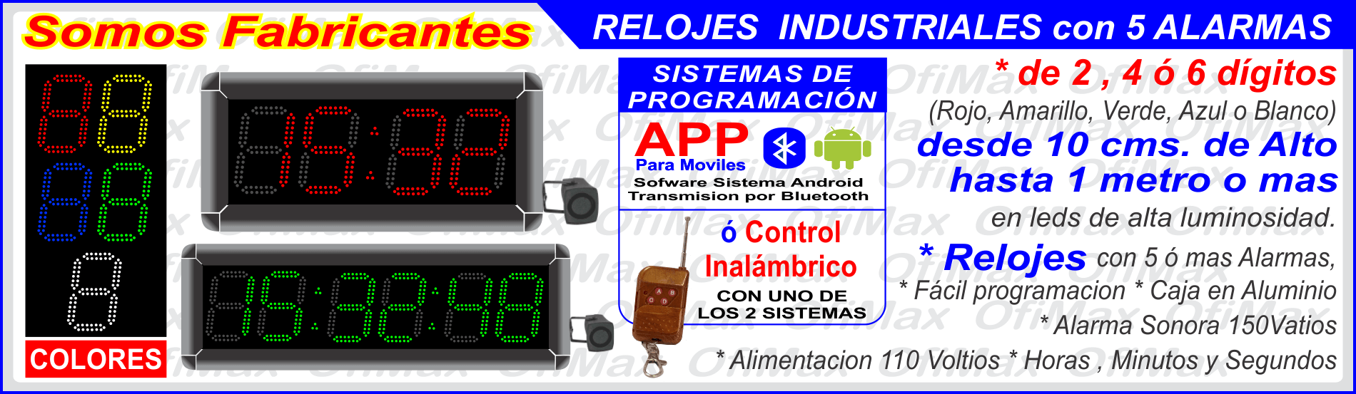 relojes y cronometros digitales industriales, bogota, colombia