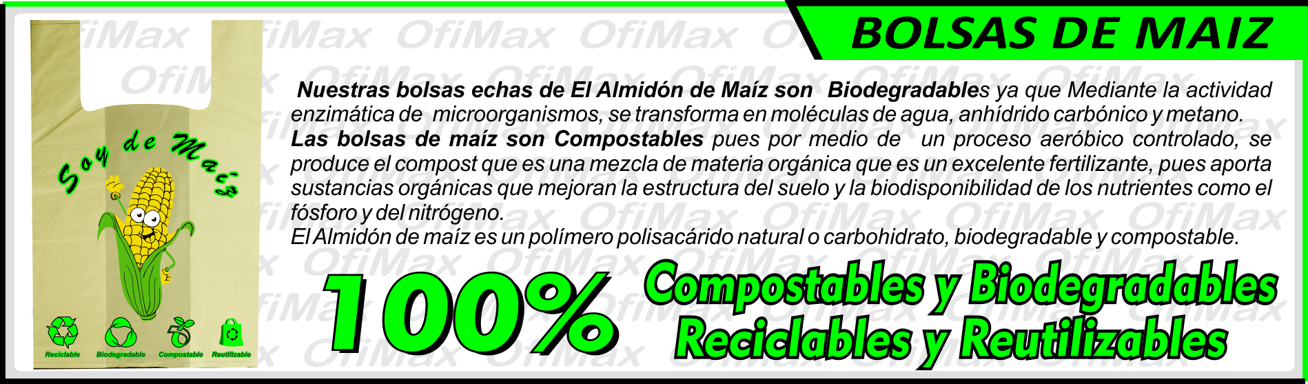 bolsas ecologicas vegetales compostables de maiz caracteristicas, colombia