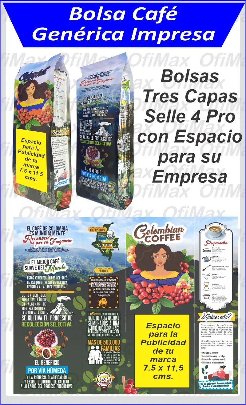 Bolsas para cafe impresas genericas, colombia