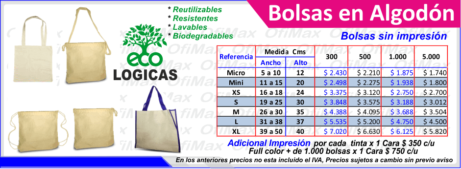 Bolsas de tela ecológicas 100% Algodon - Arequipa
