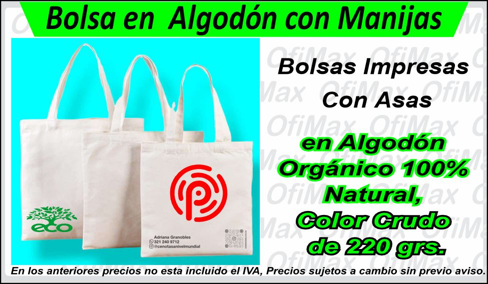 Bolsas Ecologicas En Tela Algodon 36 X27 Bogota