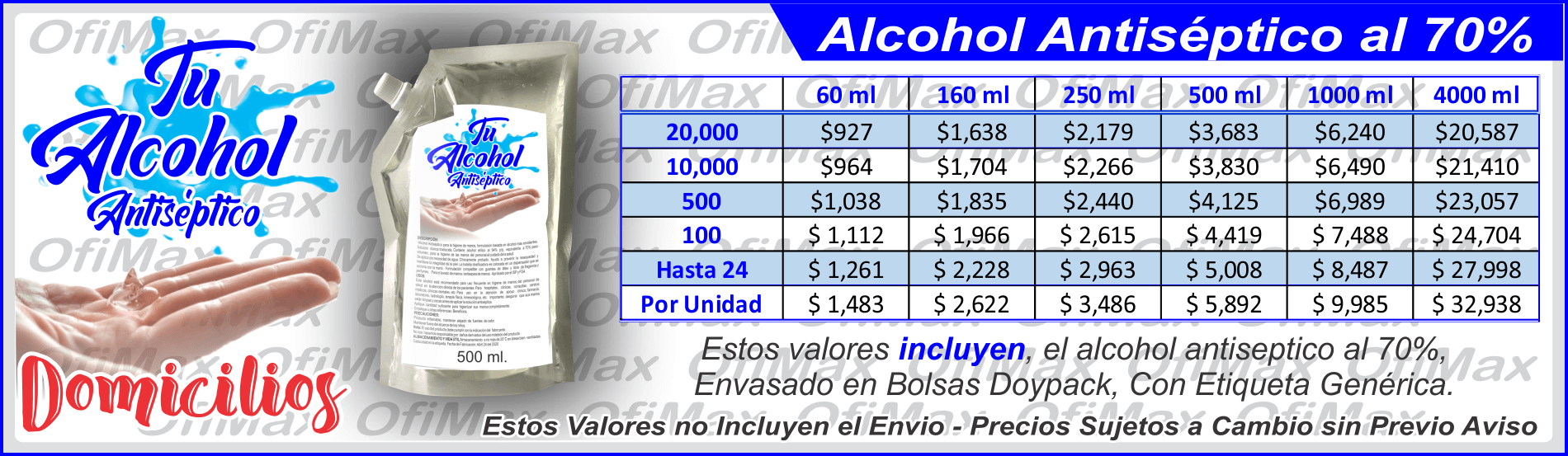 alcohol antiseptico al por mayor y al detal, bogota, colombia