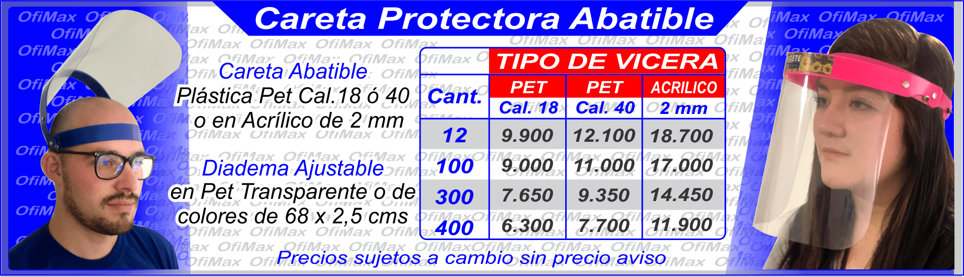 precios de caretas protectoras contra fluidos, colombia