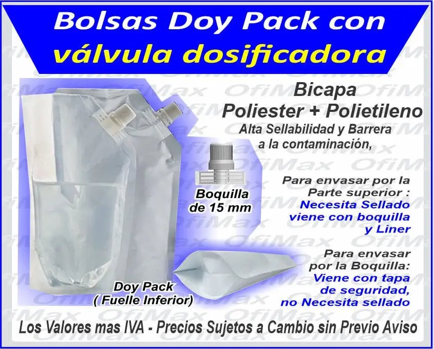Bolsas doy pack con zipper y poliamida, colombia
