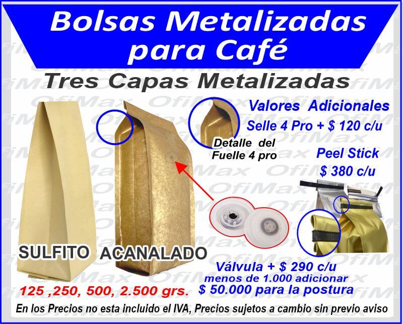 Bolsas para cafe impresas en papel kraft, colombia