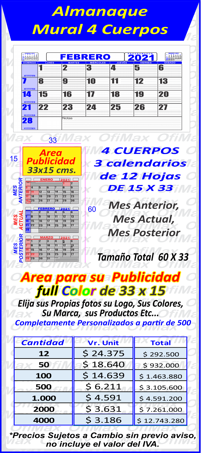 calendarios y almanaques personalizados, bogota, colombia